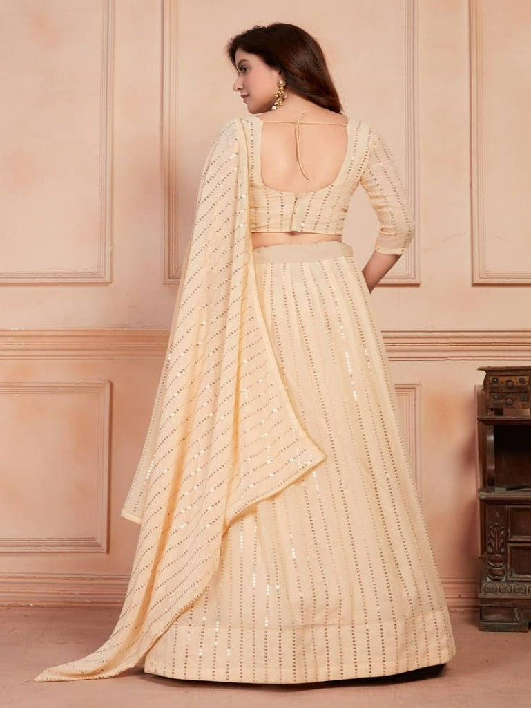 Beige embroidered Lehenga