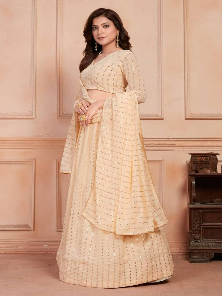 Beige embroidered Lehenga