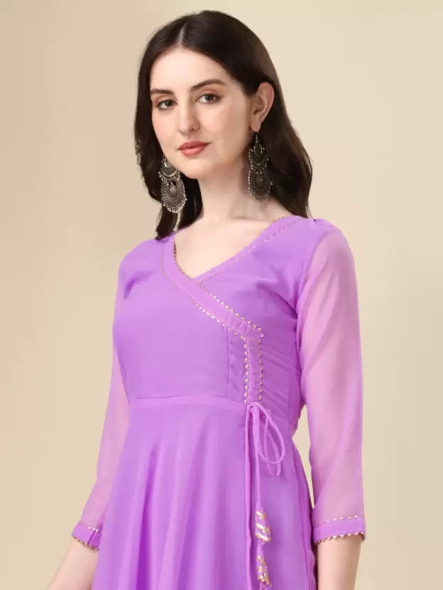 Lilac Anarkali Kurta with Dupatta