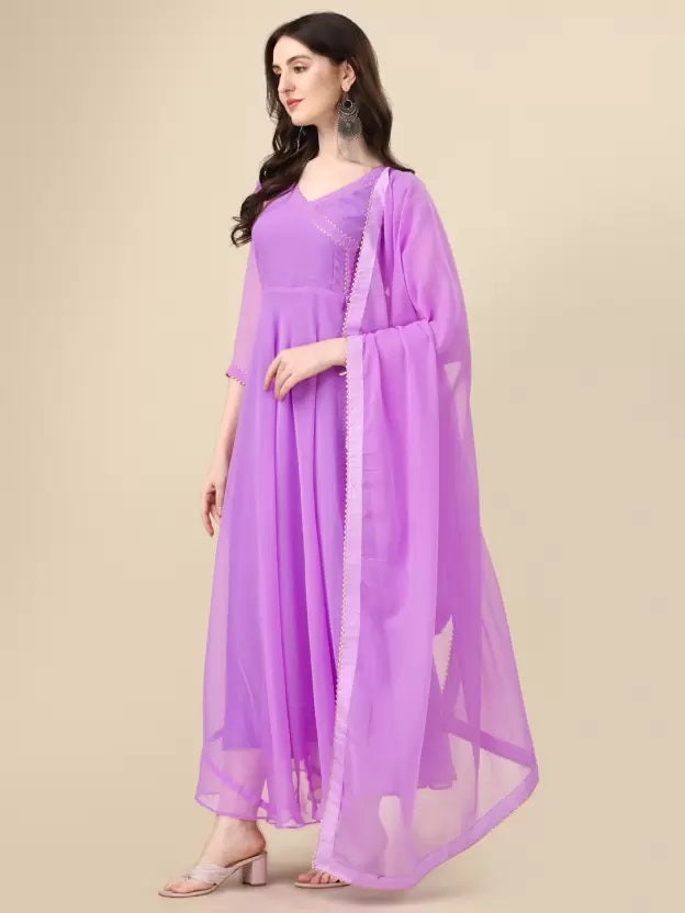 Lilac Anarkali Kurta with Dupatta