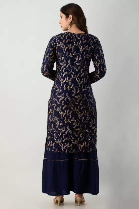 Navy Blue Kurta and Sharara Set