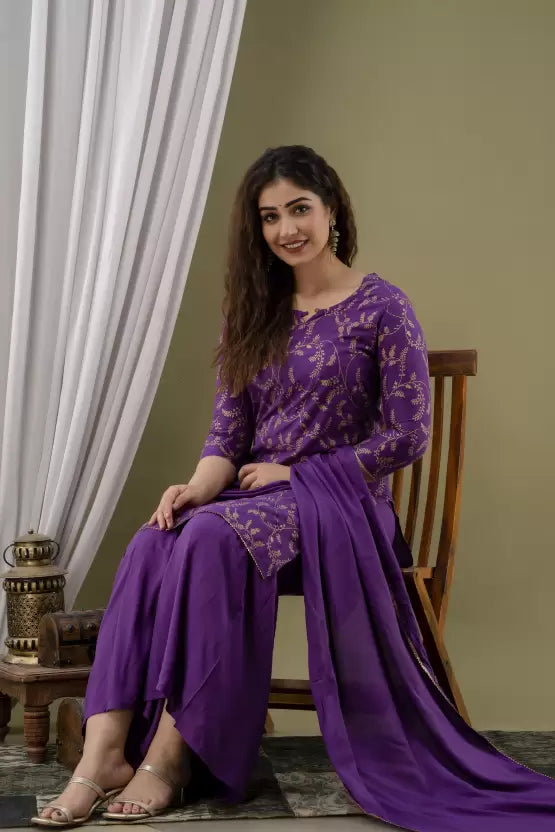 Purple Kurta and Sharara Set