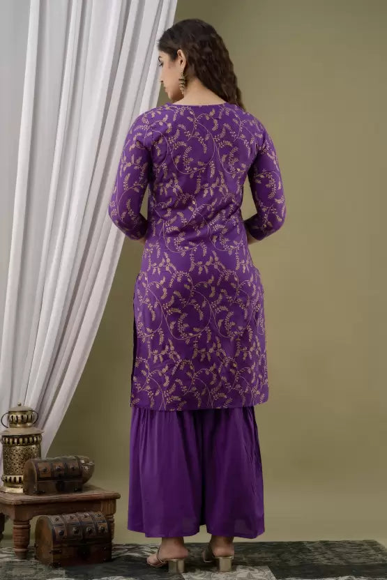Purple Kurta and Sharara Set