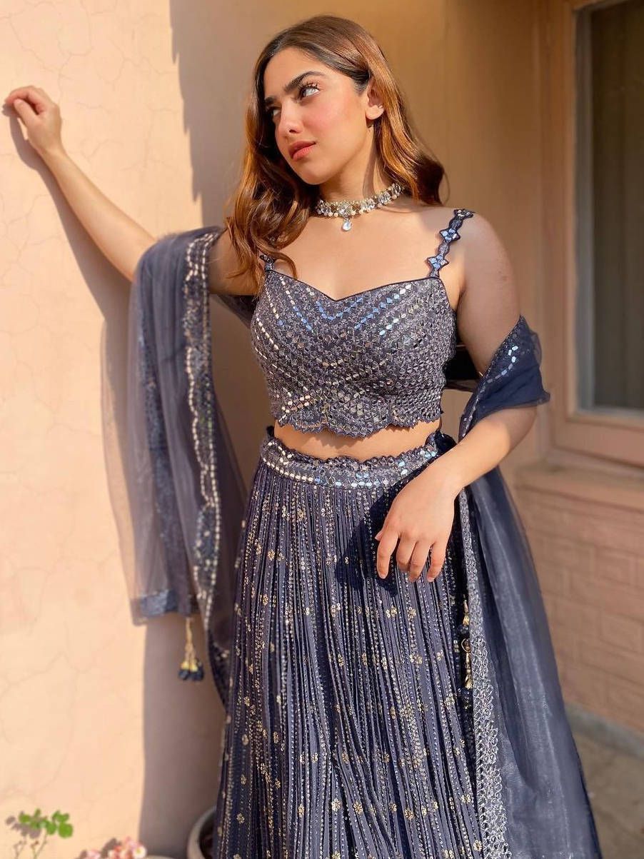 Grey Georgette Lehenga