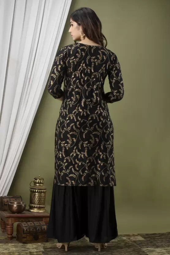 Black Kurta and Sharara Set