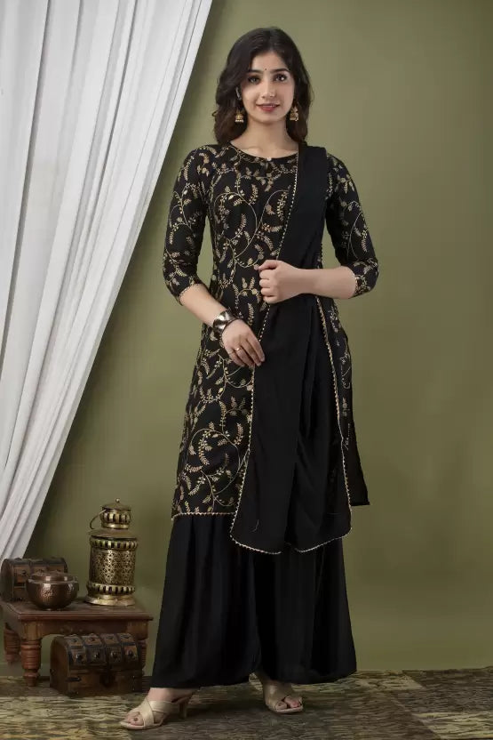 Black Kurta and Sharara Set