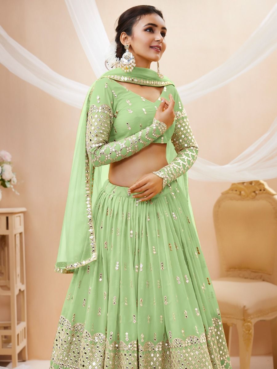 Zari Embroidered Gorgette Lehenga