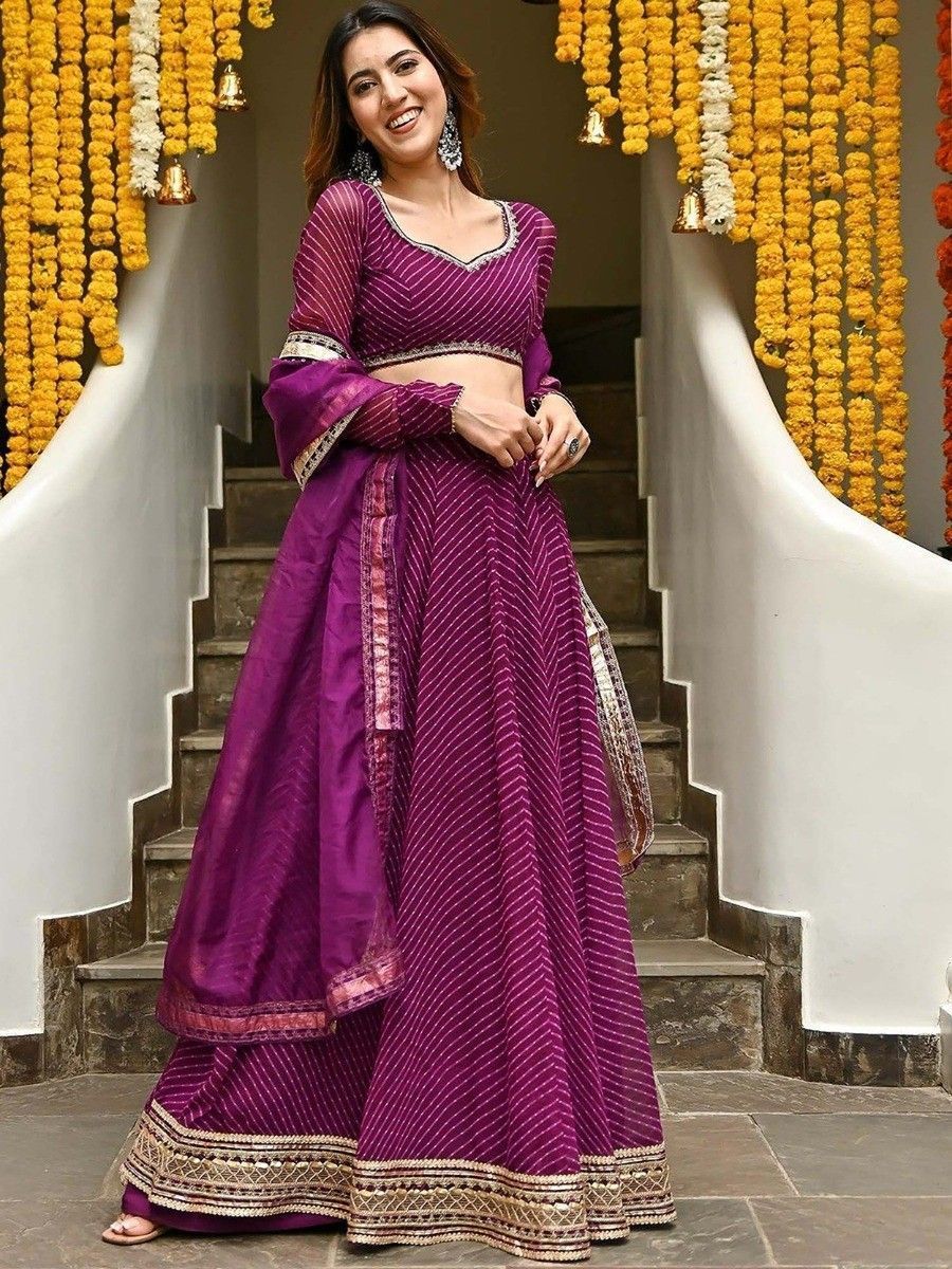 Wine Leheriya Lehenga