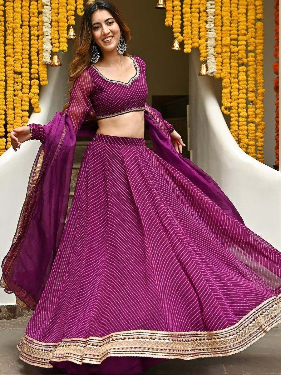 Wine Leheriya Lehenga