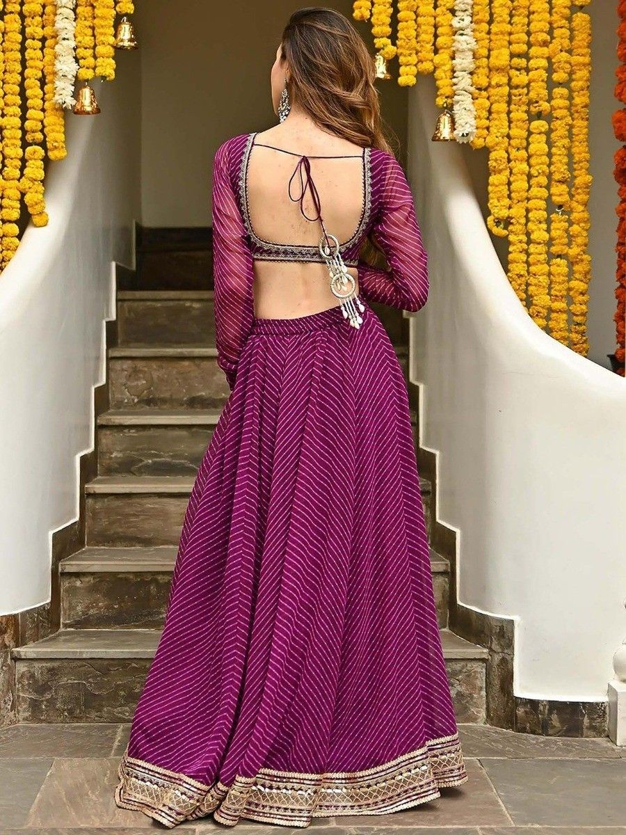 Wine Leheriya Lehenga