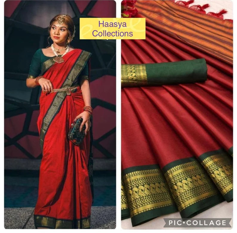 Traditional Silk Saree with stitched Blouse