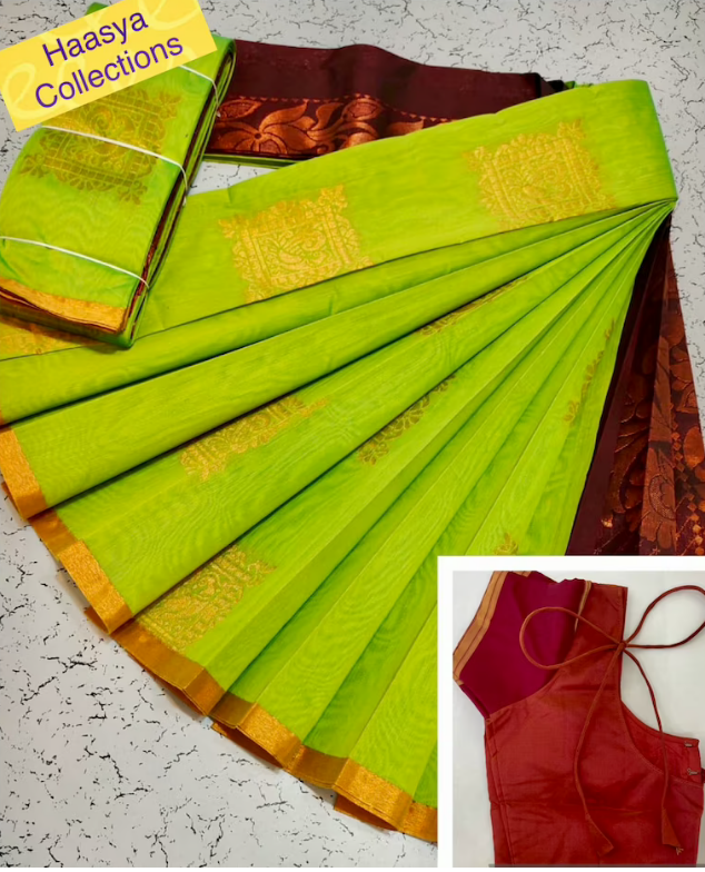 Traditional Kuppadam Indian Saree with stitched Blouse