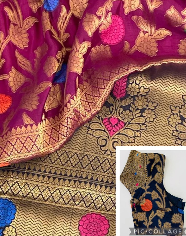 Traditional banarasi Indian Saree with stitched Blouse