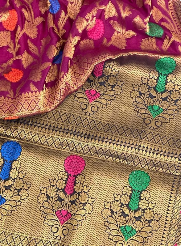 Traditional banarasi Indian Saree with stitched Blouse