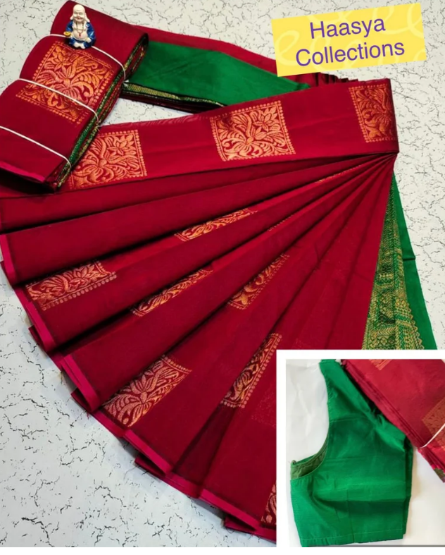 Traditional Kuppadam Indian Saree with stitched Blouse