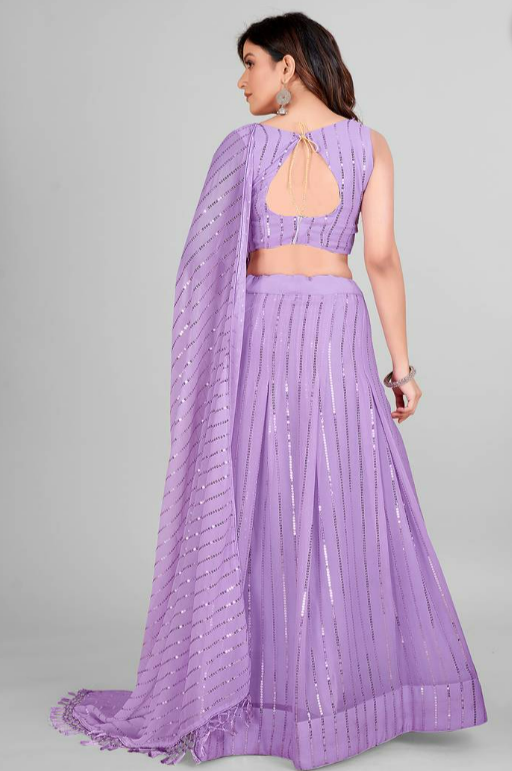 Georgette Partywear Lilac Lehenga