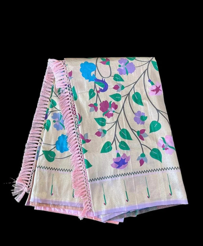 Traditional paithani Silk Saree with stitched Blouse | Indian Silk Saree